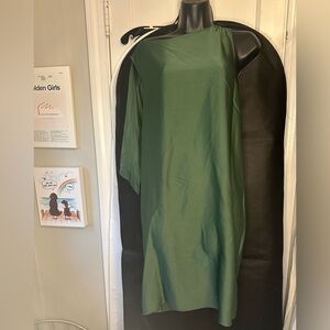 Max Studio Green One-Shoulder Dress Asymmetrical cape detail